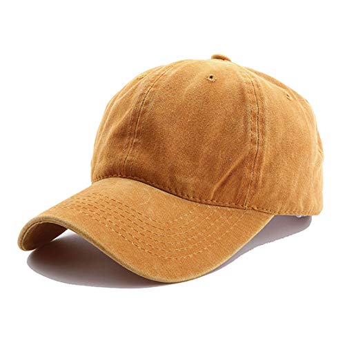 Eohak Kids Distresed-Washed Baseball Hat, Infant Toddler Baby Boy Cotton Hats Distresed for 4-12 Years (Yellow, 4-12yr/19 7"-21.2")