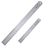 eBoot Stainless Steel Ruler 12 Inch + 6 Inch Metal Rule Kit with Conversion Table