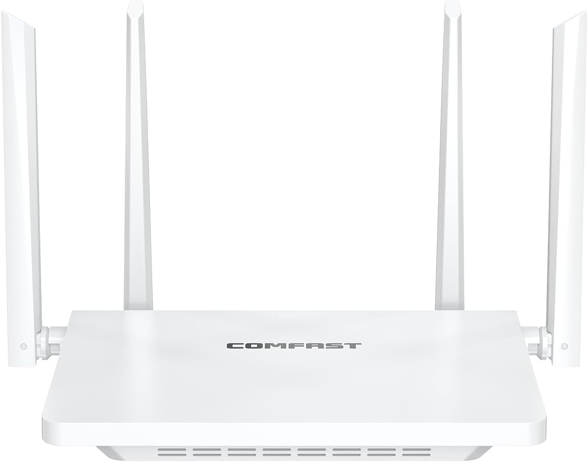 COMFAST WLAN Router 3000 Mbit/s WiFi 6 Dual-Band Internet Router with 4 Antennas, 4 Gigabit LAN Ports, Mesh Support, MU-MIMO, OFDMA, WPA3, TWT Technology, IPv6, Signal LED for Stable Network