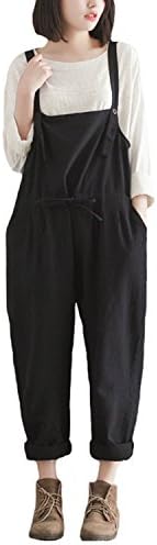 Oacing Women Casual Linen Baggy Overalls Large Size Stretchable Rompers Wide Leg Pants Jumpsuit Trousers(L)