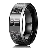 King Will CLASSIC 8mm Black Tungsten Carbide The Lord's Prayer Polished Finish Wedding Band Ring