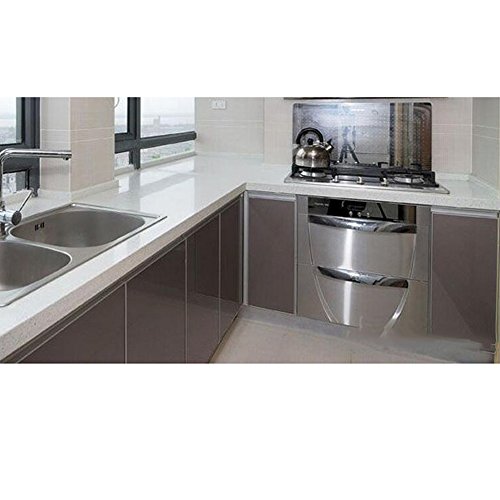 HOHO 122cmx50cm Metallic Brushed Silver Furniture Refurbished Self-adhesive Sticker Wallpaper Cabinets Wall Sticker