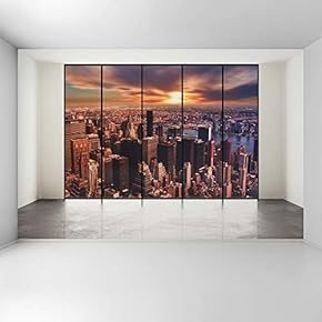 Wall Mural 3D Cityscape Removable Wallpaper Wall Sticker for Bedroom Living Room - 66x96 inches