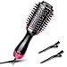 Hair Dryer Brush, Looffy 3 in 1 One Step Hair Dryer & Volumizer, Negative Ion Air Hair Brush, Electric Rotating Hot Air Brush, Salon Styler for Straightening, Curling, Blow Dryer Straightener - Black
