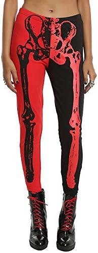 Black &amp; Red Skeleton Leggings(Black/Red,XL)