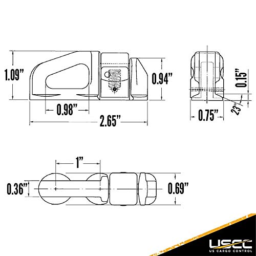 US Cargo Control L Track Double Stud Fitting with Large Opening Use