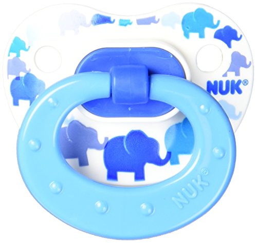 NUK Blue Bubbles and Elephants Puller Pacifier, 6-18 Months