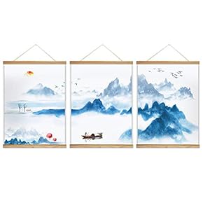 3 Panel Hanging Poster with Wood Frames Chinese...