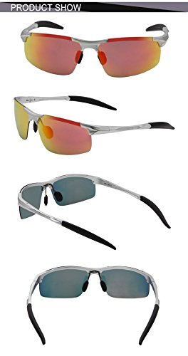 Duco Men's Sports Style Polarized Sunglasses Driver Glasses 8177S (Silver Frame Revo Gold Lens)