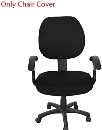 Pure Color Polyester Rotating Chair Cover Doptou Universal Computer Office Stretch Chair Slipcover Machine Washable Chair Protector Cover (Black)