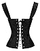 Charmian Women's Renaissance Lace Up Steampunk Vintage Boned Bustier Corset Top with Garters Black Large