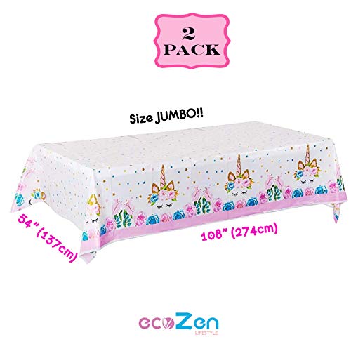Unicorn Tablecloth, Set of 2 unicorn table cloth for birthday party, Extra-Large 108" x 54" Disposable Unicorn Table Cover, Ideal Party Supplies for Unicorn Themed Baby Shower Decorations and Unicorn Birthday Decoration for Girls - Thumbnail 3