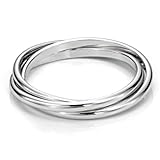 Sz 4.5 Sterling Silver Triple Interlocked Rolling High Polish Plain Dome Tarnish Resistant Wedding Band Ring