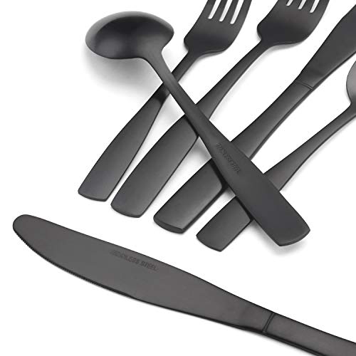 Matte Black Silverware Set, Satin Finish 20Piece Stainless Steel
