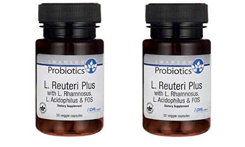 Swanson L. Reuteri Probiotic Plus with L. Rhamnosus L. Acidophilus and FOS Prebiotic Digestive Support, 60 Capsules Total