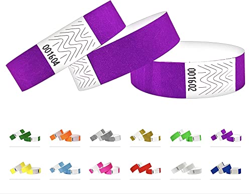 Tyvek Wristbands - 500 Pack - 3/4" Tyvek Wristbands for Events (Neon Purple)