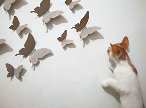 Mariposa in Gossip Girl 12pcs/pack Light Brown Champagne Taupe PVC 3d Decorative Butterflies Removable Wall Art Sticker for Home Decor and Wedding Party Decoration