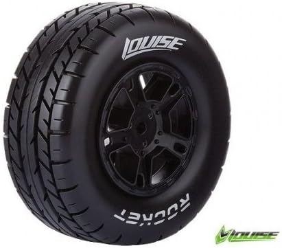 Louise RC #L-T3154SBAF Louise 1/10 SC-ROCKET Performance Short Course Tire Soft / Black Rim (Front) / Mounted for Team Associated SC10