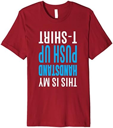 Mens Yoga Tees: Handstand Push Up T-Shirt Medium Cranberry