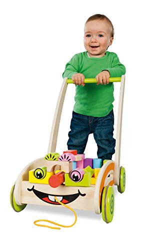 Eichhorn 100001833 - Eichhorn, Spiel- und Lauflernwagen - teilmontiert - mit 35 bunten Bausteinen aus Holz - 39 x 25 x… – Bild 4