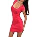 Fedi Summer Women's Cotton Stretch Bodycon Party Cocktail Short Slim Pencil Dress, Red, Small