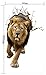 Kobwa(TM) 3D Fashion Creative Lion Paint Wall Sculpture PVC Auto-stick Wall Art Stickers with Kobwa's Keyring