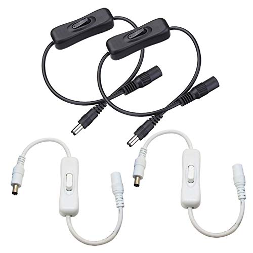 DC 12V Inline on/Off Switch,FSJEE DC Jack (5.5x2.1mm) Cable with Male to Female Connectors for LED Tape Light,DC Switch Power Adapter Connectors and CCTV Security Camera,4PACK