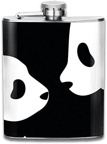 Portable 7oz Stainless Steel Hip Flask Alcohol Flagon Giant Pandas And Small Pandas