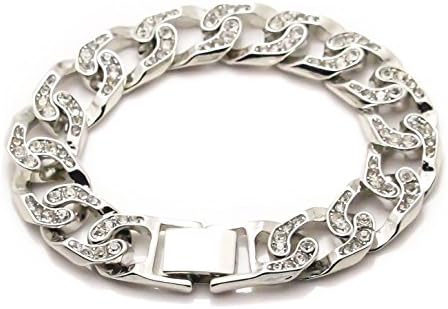 Chain Crystal Bracelet For Mens Punk Stainless Steel Bracelet For Mens Mens Crystal Titanium Wristband Bracelet Bangle Men's Chain Crystal Link Bangle