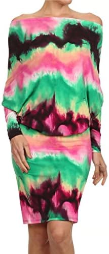 Tie Dye MULTI WAY Reversible PLUNGING Convertible DRESS Off One Shoulder Halter - Mint - Small