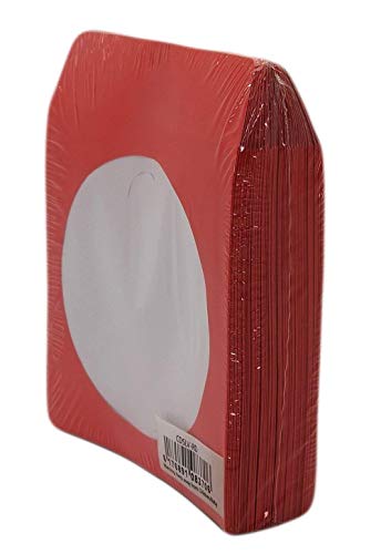 BestDuplicator - CDSLV-100-RD Premium Thick Red Paper CD/DVD Sleeves Envelope with Window Cut Out and Flap