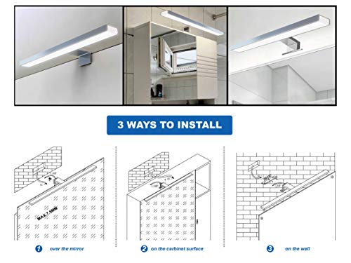 YIQAN 60cm mirror light 13W led 4000k with clamp, bathroom lamp IP44 lighting, netural