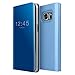 AICase Galaxy S7 Edge Case, Luxury Translucent View Window Sleep/Wake Up Function Cover Mirror Screen Flip Electroplate Plating Stand Full Body Protective Case for Samsung Galaxy S7 Edge (Blue)