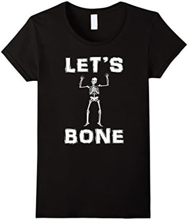 Womens Lets Bone Skeleton Cute Funny Halloween Party T Shirt Skull Large Black