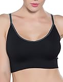 Women's Black Seamless Comfort Criss Cross Sports Bra Strappy Wirefree Yoga Bra