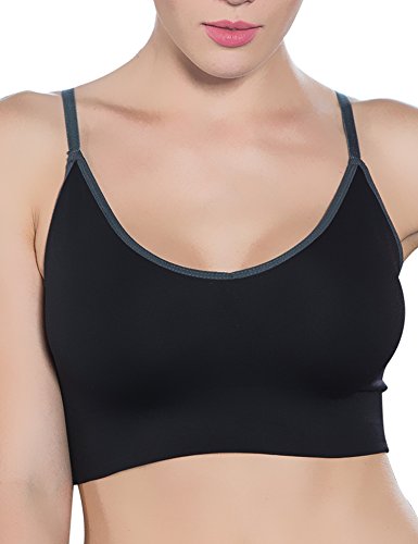 Women's Black Seamless Comfort Sports Bra Strappy Wirefree Criss Cross Bralette