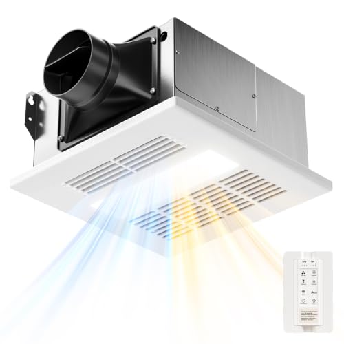 Amico Bathroom Exhaust Fan with Light and Heater, 80-90-110 CFM, 3CCT, ETL