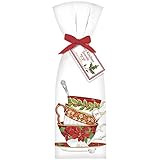 Stacked Holiday Teacups (Poinsettia) Towel Set
