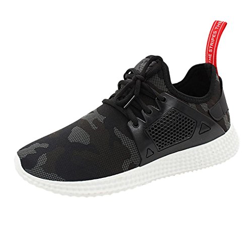 Tenworld Men's Fashion Sneakers Breathable Athletic Casual Sports Running Shoes (7.5, Black)