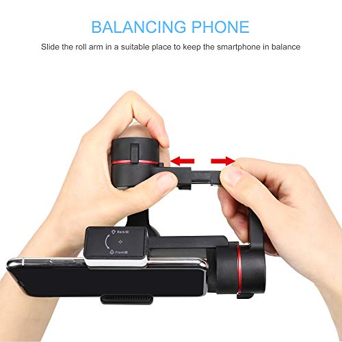 BONFOTO Gimbal Stabilizer Mobile 3 Axis Handheld Gimbals for Smartphone, w/Focus Pull & Zoom for iPhone XR/XS/X/8/7/6 P, Android Samsung S8 S7 Huawei P20 Pro Mate 10, with Time Lapse, Auto Tracking