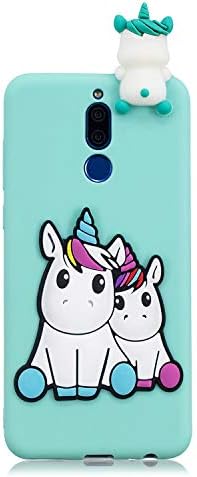 ZCXG Huawei Mate 10 Lite Case Green Unicorn Silicone Clear View Cover 3D Case Ultra Thin Back Bumper Case Rubber Shockproof Anti-Scratch Slim Soft Cover Slim Fit Crystal