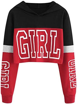SamMoSon 2019 Crop Top Sweatshirt,Women Printing Long Sleeve Hoodie Sweatshirt Hooded Pullover Tops Blouse
