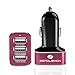 ZeroLemon Car Charger 5.1amps / 25.5w Triple USB Aluminum Shield Rapid Charger for Apple Iphone 6, 5, 5s, 5c, 4, 4s, Ipad 4 3 2, Ipad Mini, Ipad Air, Android Devices, Samsung Galaxy Note 1 2 3, Galaxy S3, S4, S5, Tab 3. Premium Quality, Red / Black - Lifetime Warranty