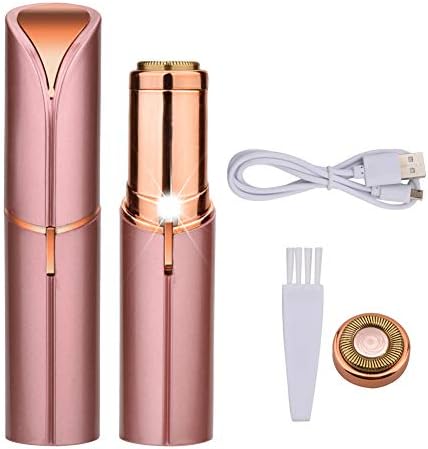 Facial Hair Remover, Portable Painless Hair Trimmer for Women, USB Rechargeable Lipstick Hair Remover Epilator for Face, Lip, Chin, Body, and Cheek Hair, Rose