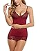 Avidlove Women Lingerie Lace Chemise Sleepwear Babydoll Set Mini Dress Dark Red XXL