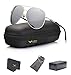 LUENX Aviator Sunglasses Mens Womens Polarized Mirror - Silver Lens Silver Metal Frame 60mm - UV 400 Protection with Case