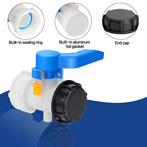 drado 1000L Plastic Tank Valve, Butterfly Valve 1000L 60 x 50, IBC Adapter 60 mm S60x6 Universal Adapter for Tank 1000 Litres