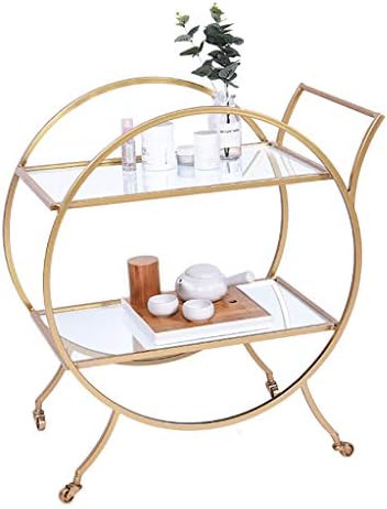 Serving Trolley Tea Cart Beautiful Chrome Plated Metal Frame Safety Glass Shelves Glass Wine Cart Shelf Tool Cart Rolling Storage Dining Cart