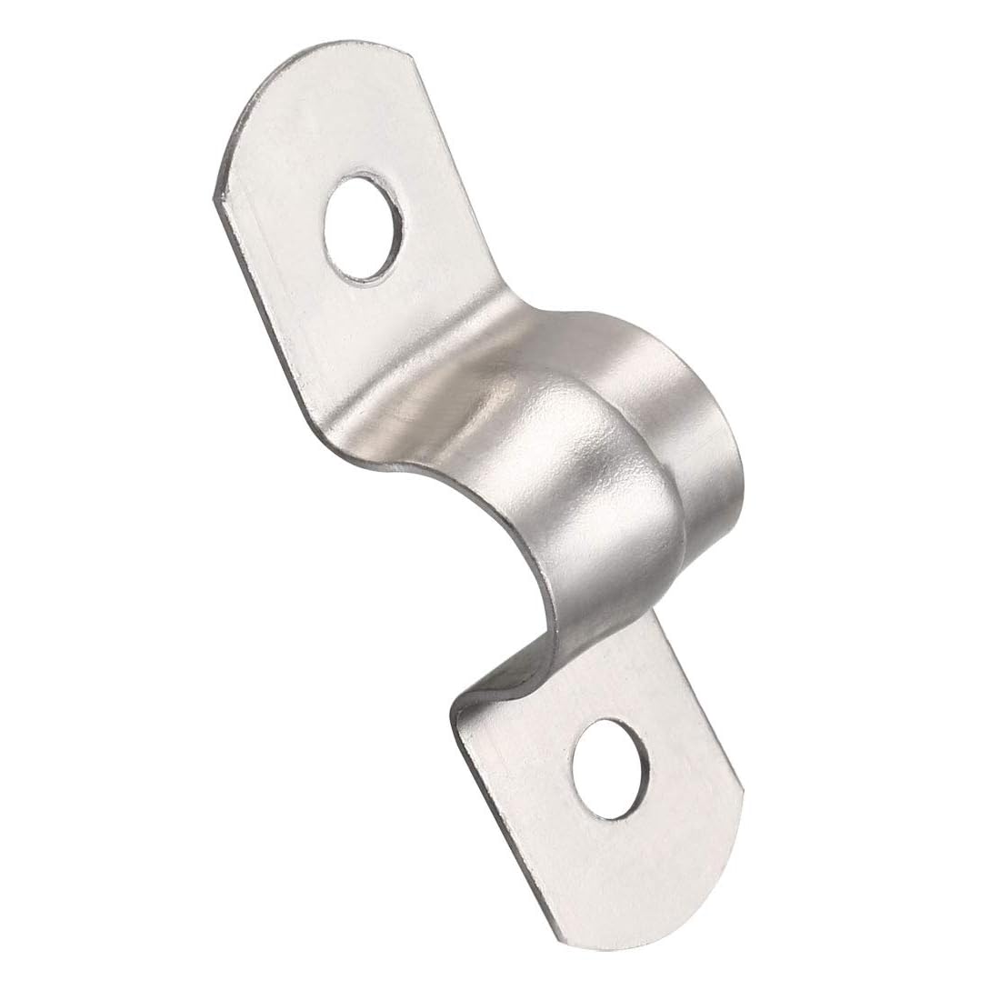 TOP-VIGOR 20Pcs 10mm(0.4") Rigid Pipe Strap, 2 Holes 304 Stainless Steel Tension Tube Clip Clamp for Fixing Tube Pipe Wire