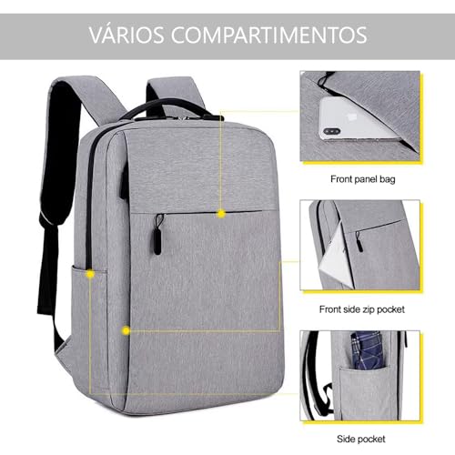 Mochila Executiva Unissex Slim para Notebook - Impermeável, Porta USB, Vários Compartimentos – Ideal para Trabalho, Estudos e Viagens